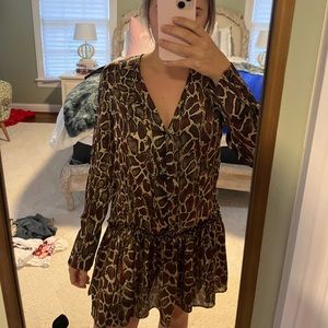 mini giraffe print dress ling sleeve